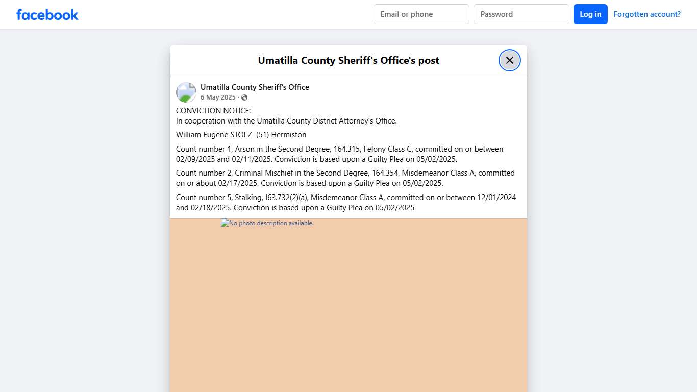 CONVICTION NOTICE: In... - Umatilla County Sheriff's Office Facebook